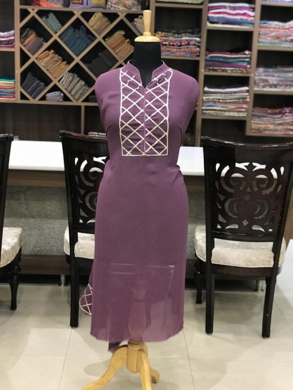 Criss Corss Gota Embroidered Purple Kurta