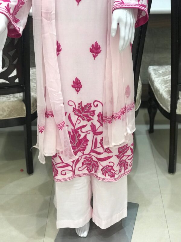 Pink Pure Cotton Salwar Suit with Chinar Embroidery 2