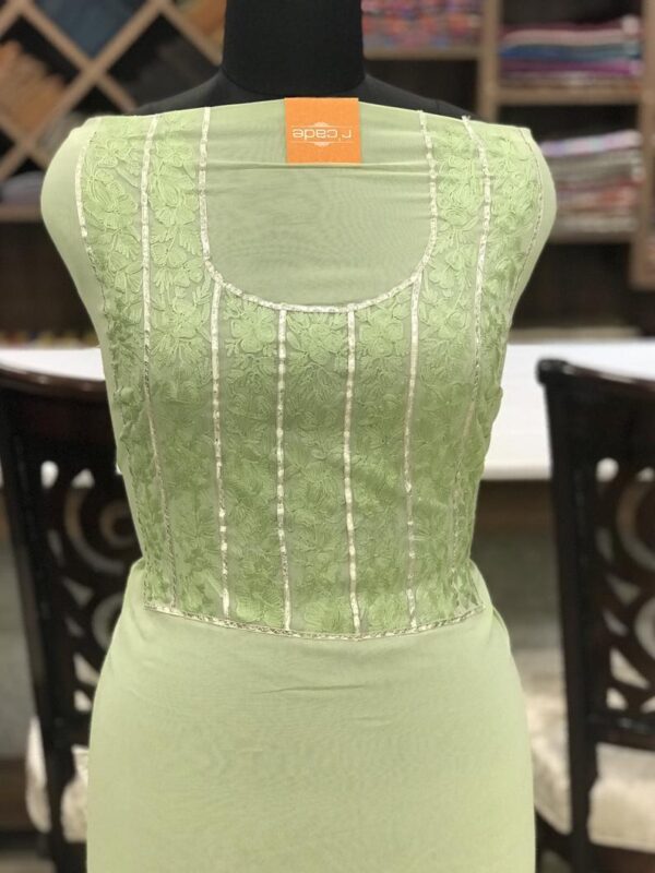 Gota and Aari Fusion Embroidered Women Kurta close up