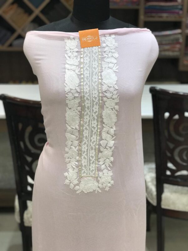 Gota and Aari Fusion Embroidery Pink Women Kurta close