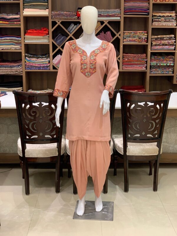 Peach Salwar Suit with Hand Thread Embroidery