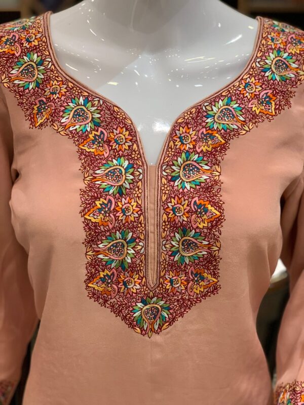 Peach Salwar Suit with Hand Thread Embroidery 2