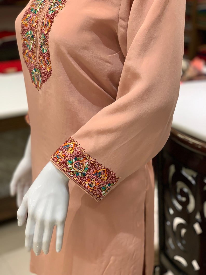 Peach Salwar Suit with Thread Hand Embroidery