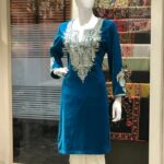 Kashmiri Turquoise Velvet Kurta with Zari Embroidery