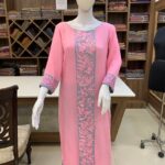 Pink and Grey Chinon Kurta with Pink Embroidery