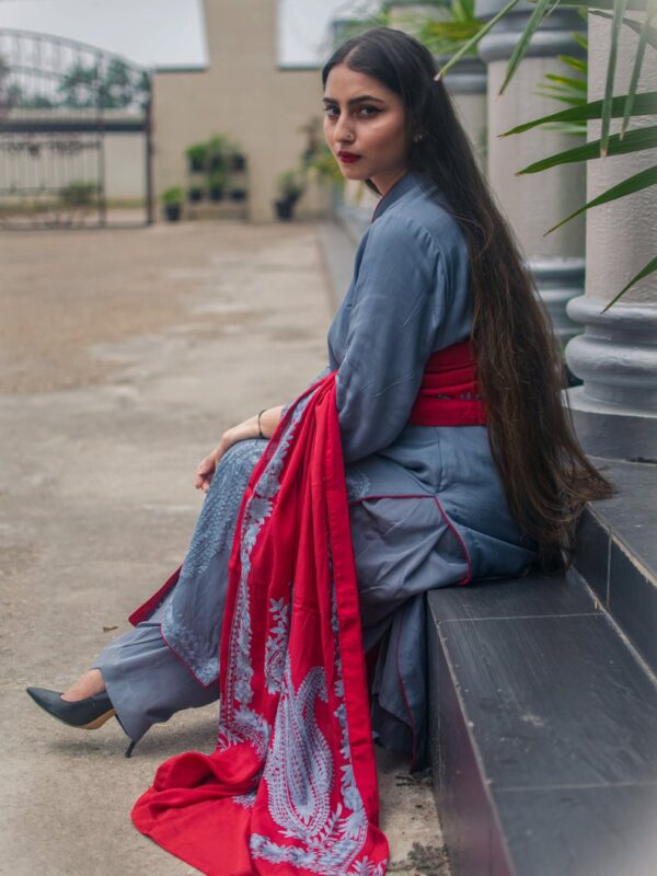 Silk Thread Kashmiri Aari Work Fashion Show Suit front