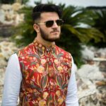 Red Modi Jacket with Chinar Embroidery