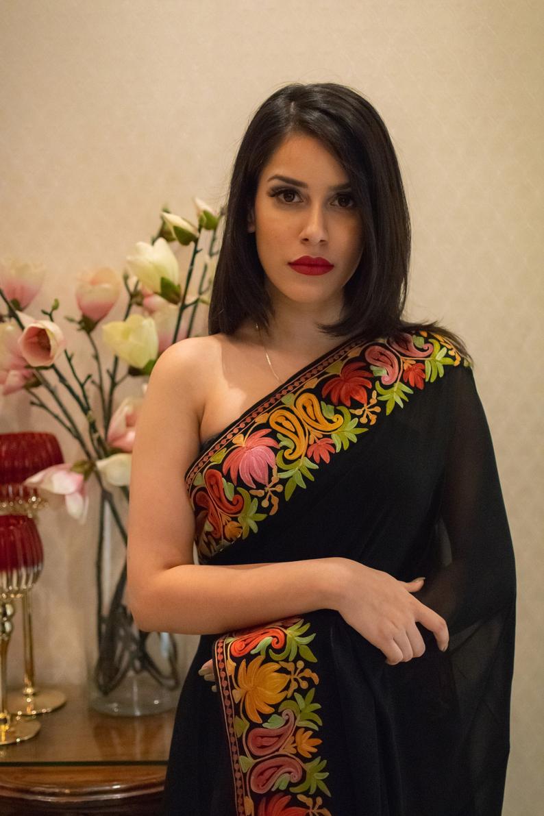 Maroon and Beige Tussar Handloom Silk Saree with Kashmiri Thread Embro –  ShopBollyWear.Com