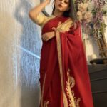 Red Crepe Tilla Chaputri Hand Work Saree 2
