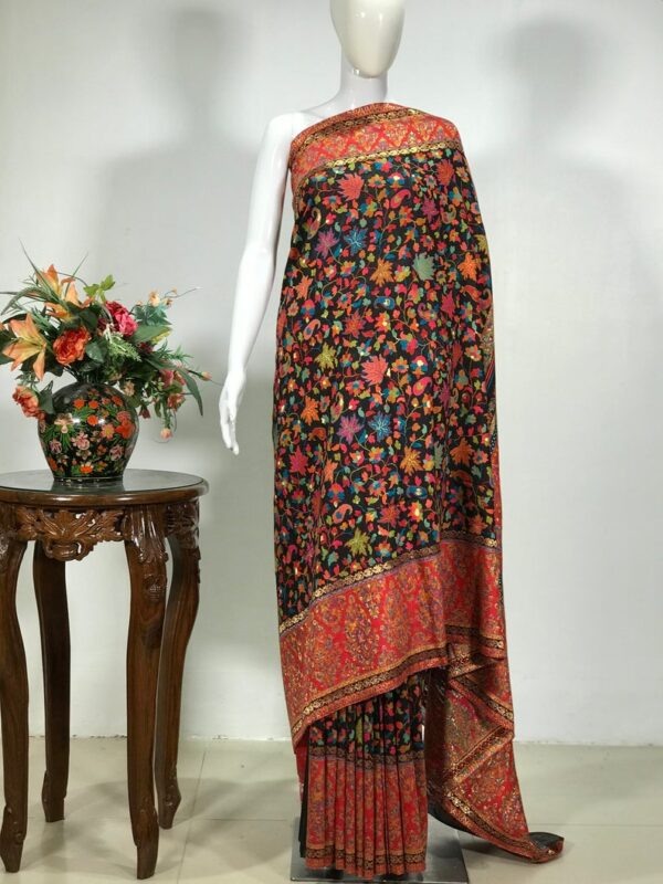 Black Modal Silk Chinar Jaal Kani Weave Sari