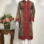 Limited Edition Printed Silk Coat with Red Embroidery