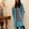 Grey Kashmiri Kaftan with Turquoise Aari Embroidery