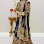 Blue Lehenga Choli with Aari & Tilla Embroidery