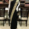 Pure Crepe Saree with Golden Zari Embroidery 2