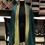 Tilla Weave Metallic Pure Pashmina Reversible Stole: Dark Green