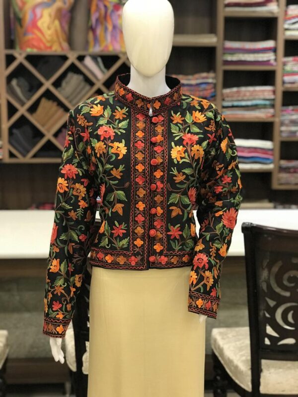 Black Floral Jaal Embroidered Bolero Jacket