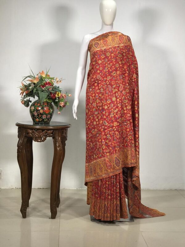 Red Modal Silk Kani Weave Saree