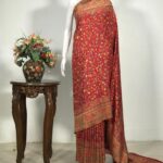 Red Modal Silk Floral Jaal Kani Weave Saree