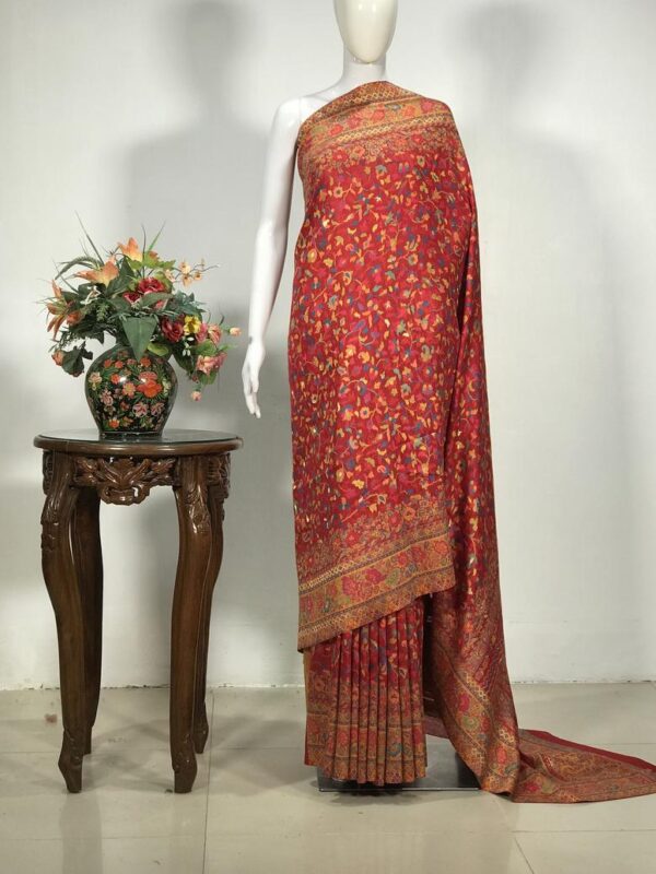 Red Modal Silk Floral Jaal palluKani Weave Saree