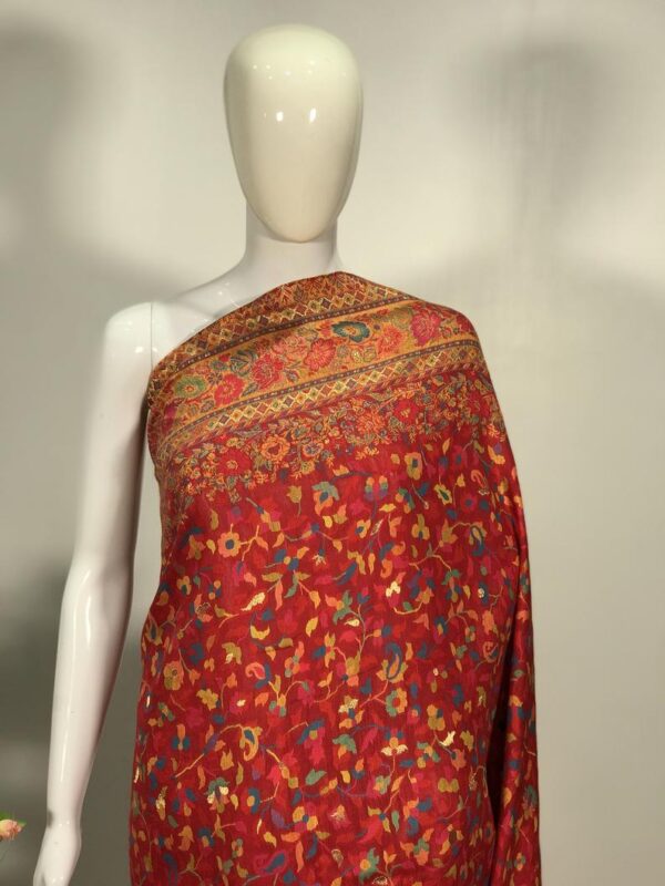 Red Modal Silk Floral Jaal palluKani Weave Saree 2