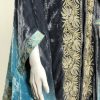 Silk Velvet Ombre Cape with Tilla Embroidery: Grey and Turquoise side view