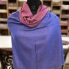 Solid Plain Pure Pashmina Reversible Shawl: Move and Blue close up