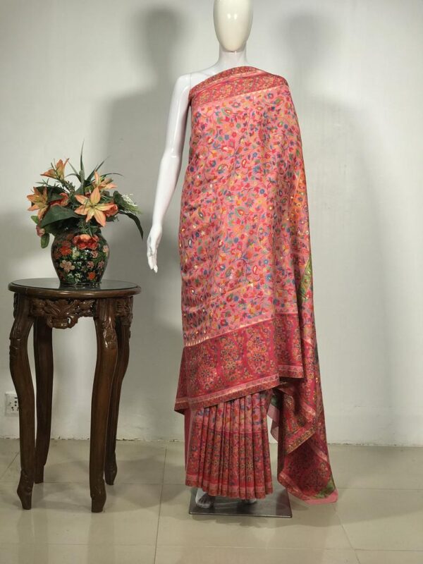 Pink Modal Silk Paisley Jaal Kani Weave Saree