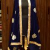Navy Blue Velvet Shawl with Chinar Boteh Work