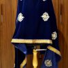 Navy Blue Velvet Shawl with Chinar Boteh Work back view