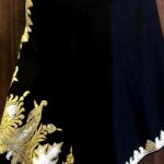 Black Pure Pashmina Wool Stole with Gold and Silver Tilla Hand Work
