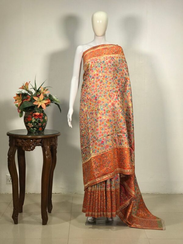 Faun Modal Silk Floral Jaal Kani Weave Saree