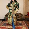 Green Kashmiri Overcoat with Paisley Boteh Embroidery front side