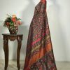 Ash Black Modal Silk Floral Jaal Kani Weave Saree palla