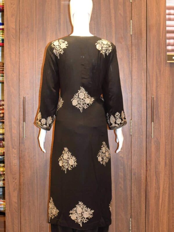 Silk Thread Embroidery Floral Shalwar Kameez back side