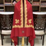 Red Pure Pashmina Shawl with Gold Hand Tilla Work