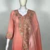 Peach Pink Ombre Shalwar Suit with Tilla Work close up
