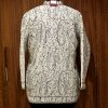 Black Kashmiri Jamawar Jacket with White Embroidery close up