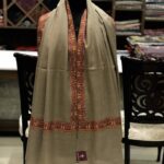 Beige Pure Pashmina Shawl with Neem Daur Sozni Hand Work