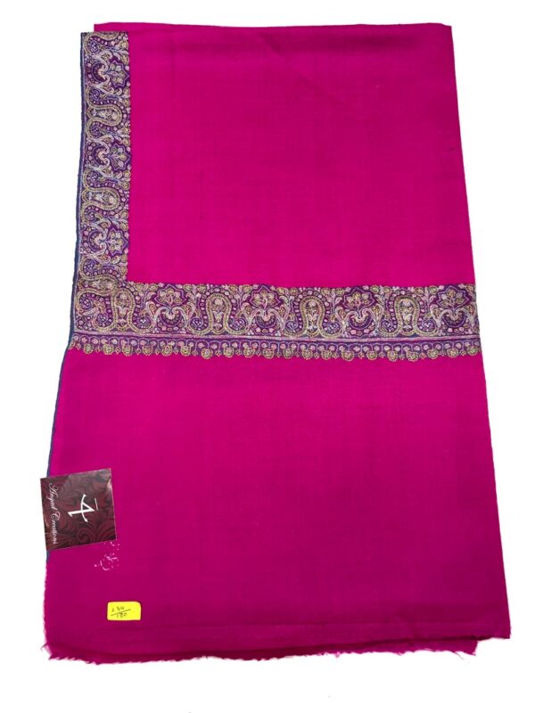 Pink Pure Pashmina Shawl with Neem Daur Sozni Hand Embroidery