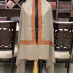 Beige Pure Pashmina Shawl with Chinar Neem Daur Sozni Hand Embroidery