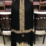 Neem Daur Sozni Hand Embroidered Pure Pashmina Shawl: Black