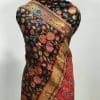 Black Rich Floral Silk Kani Weave Dupatta close up