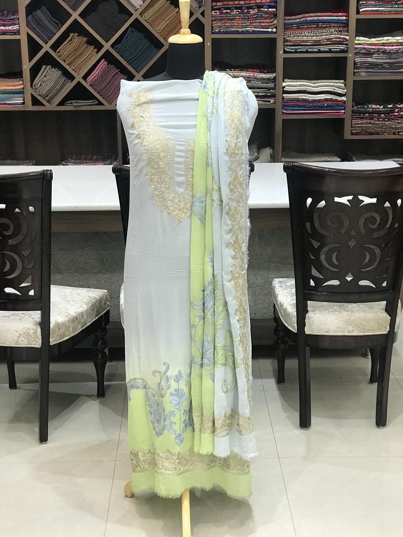 Ombre Tilla & Aari Fusion Kashmiri Suit