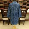 Blue Paisley Jamawar Embroidered Women Coat back side
