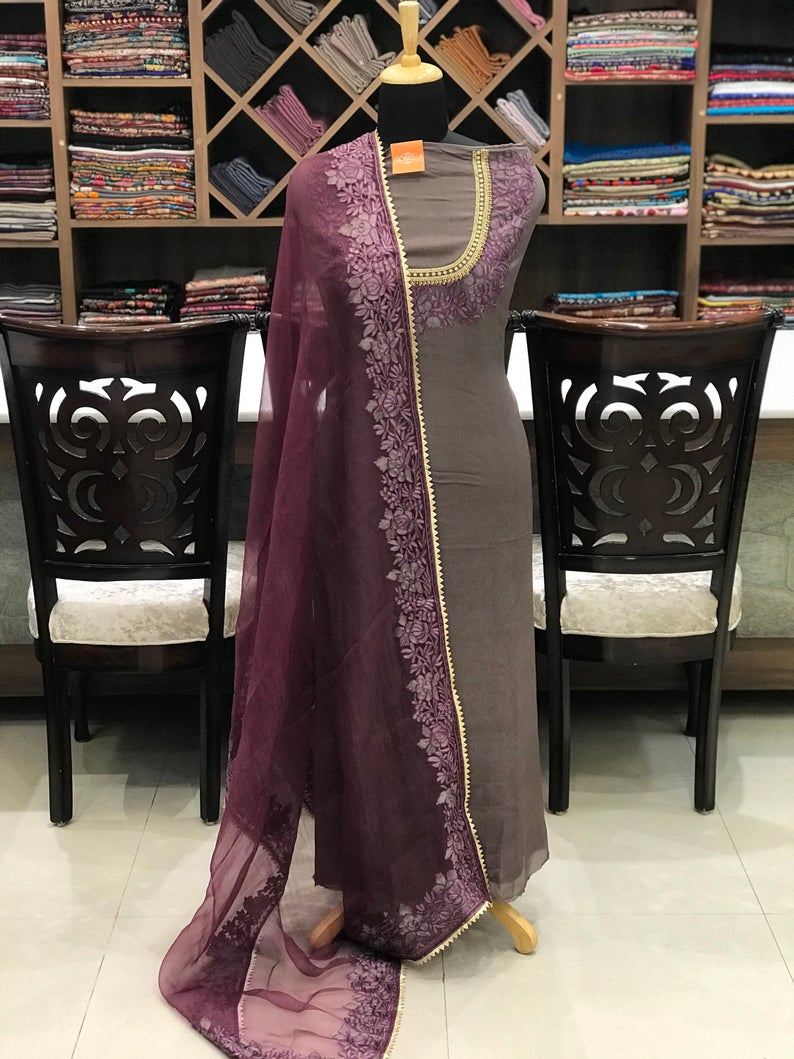 Brown Zardozi & Aari Embroidered Kashmiri Suit