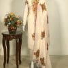 Off-Wihte Achkan Style Kashmiri Embroidered Suit Front