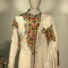 Off-Wihte Achkan Style Kashmiri Embroidered Suit Close up