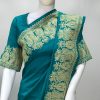 Ferozi Pure Silk Saree with Gold Tilla Embroidery close up