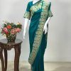 Saree with Gold Tilla Embroidery front