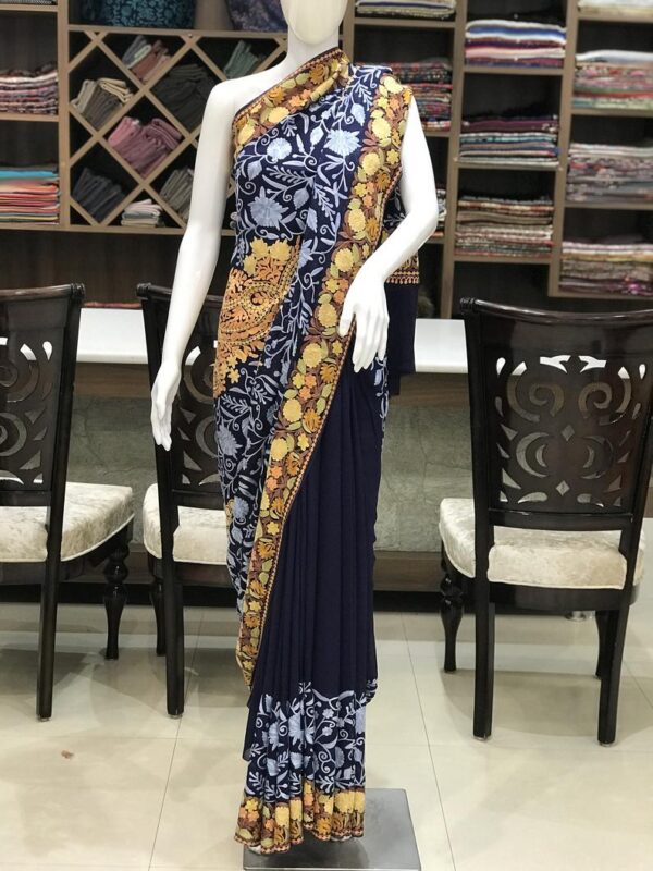 Long Paisley Full Jaal Embroidered Saree